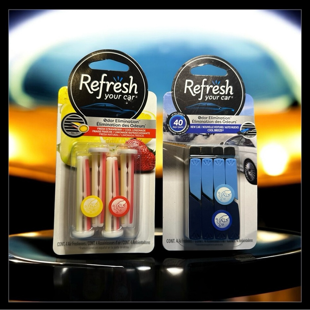 Refresh Your Car Odor Eliminator 8 clips (two 4-packs) new car 🚗🚙🚗 🍓Lemonade